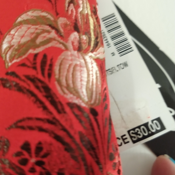 VINTAGE Red And Gold Floral Pencil Skirt Size 3 - Picture 4 of 6